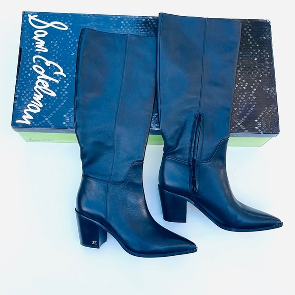 Sam Edelman Lindsey Black Leather Boots - Picture 3 of 7